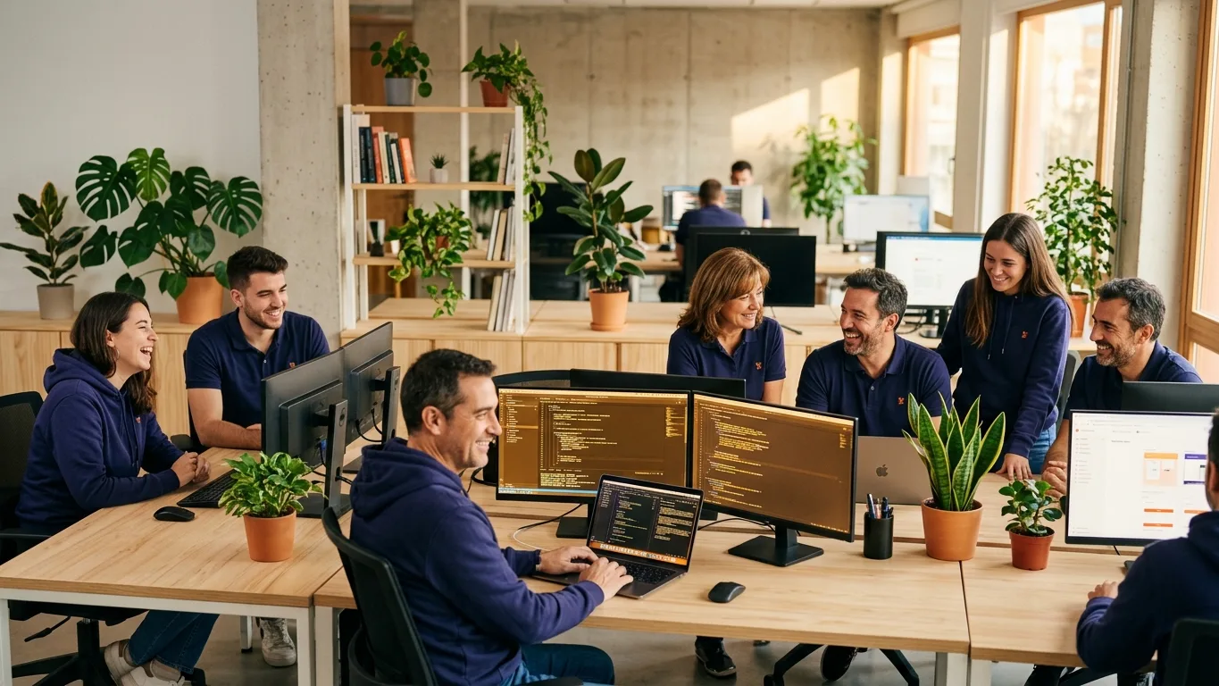 El equipo trabajando en la oficina